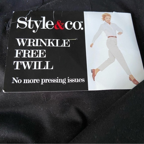 NET Style And Company, Wrinkle Free Black Twill Pants With Deep Front Pockets. - Picture 8 of 8